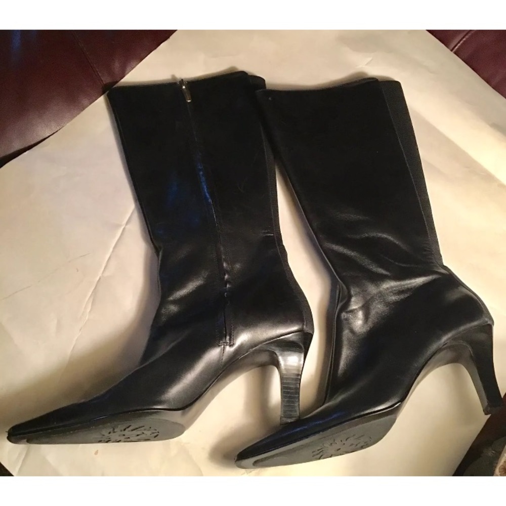 Black Leather Anne Klein Boots